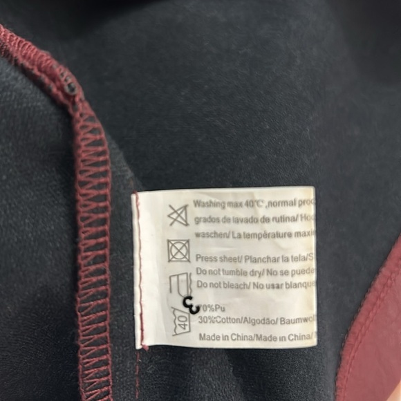 Zeagoo High Waisted Leather Pencil Skirt maroon red mini skirt zipper in back - Picture 6 of 6